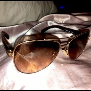 Coach Aviators Gold & Black Sunglasses